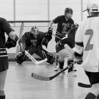 Women playing ball hockey at provincial level.